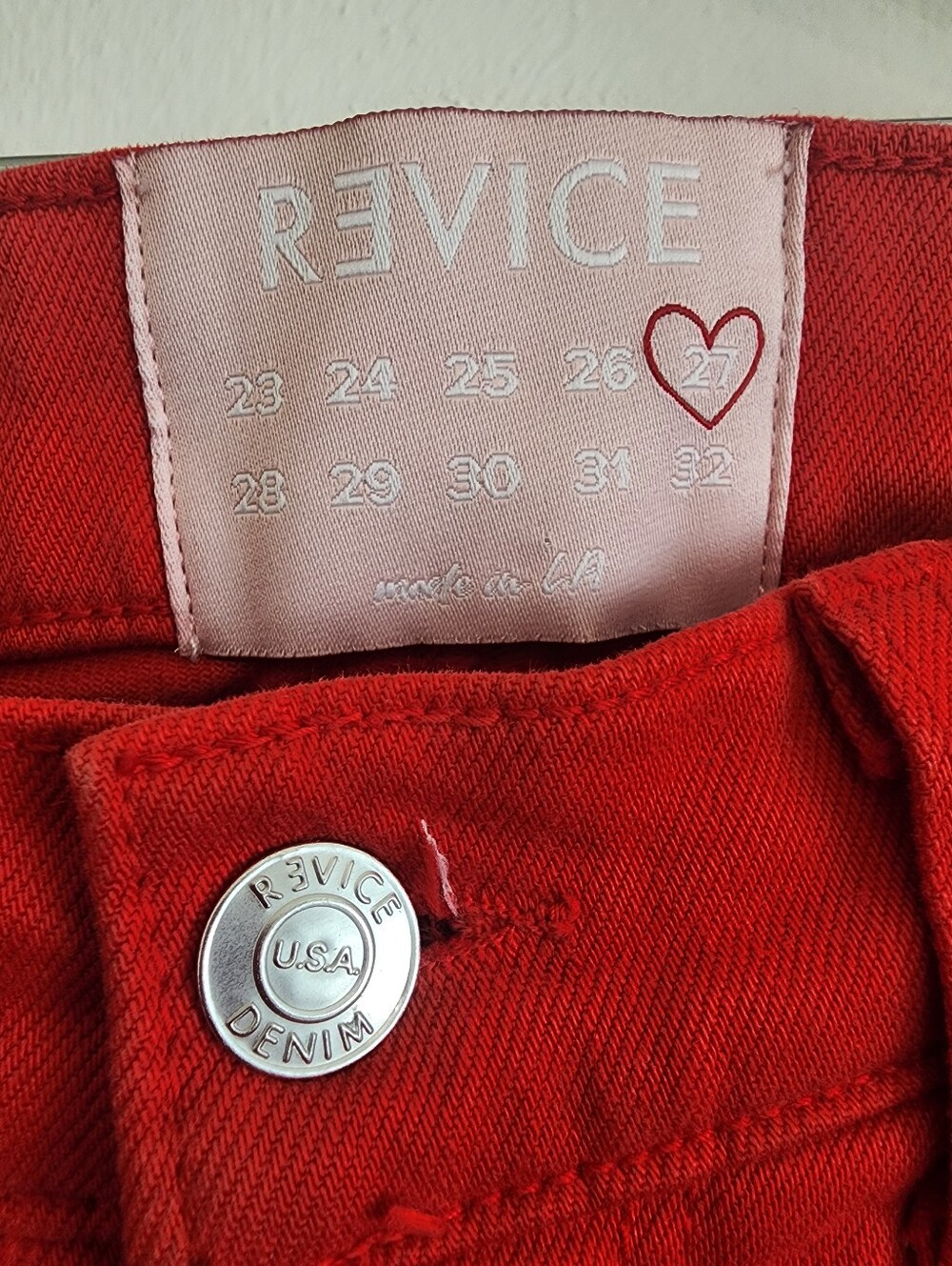 Revice Denim Red Venus Flare Star Back Jeans 27 High Rise Boho Western Retro - Picture 12 of 15